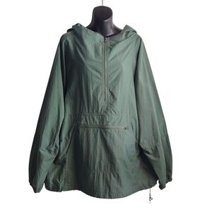 Great Lakes Creatures Men's Size Large Windbreaker Jacket Green Hooded Zipper
